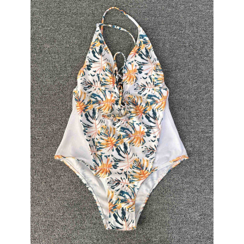 Damen Cut-Out Badeanzug mit floralem Design und verstellbaren Bändern Echo Archiv