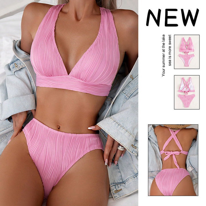 Damen Hochtailliertes Bikini-Set mit eleganter Rippstruktur Echo Archiv