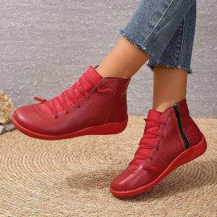 Damen Knöchelhohe Lederoptik-Sneaker mit seitlichem Reißverschluss und gepolstertem Komfortfußbett Echo Archiv