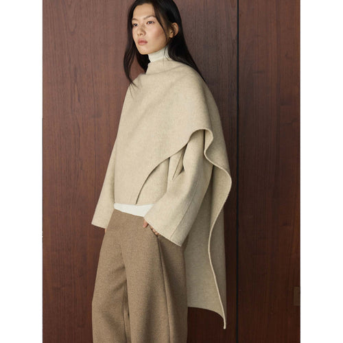 Damen Cape Mantel mit asymmetrischem Überwurf und Wollmix Echoarchiv