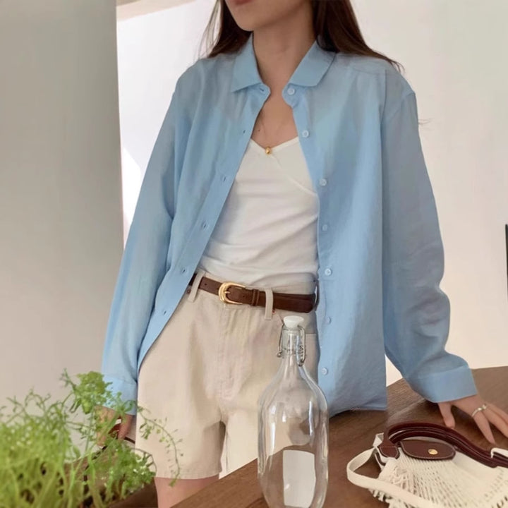 Damen Lässige Oversize-Hemdbluse mit kastiger Silhouette und krempelbaren Ärmeln – Maréline