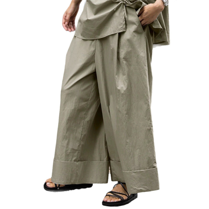 Damen Weite Palazzo-Hose mit hohem Bund und breitem Saum Echoarchiv