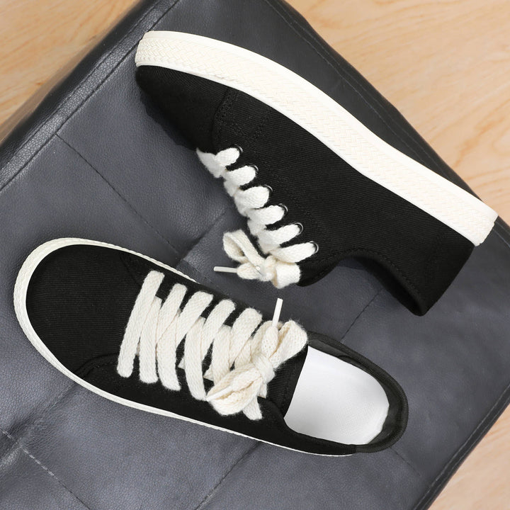Damen nan Canvas-Sneaker mit geflochtener Plateau-Gummisohle, atmungsaktivem Textilfutter und extra breiten Baumwollsenkeln Echo Archiv