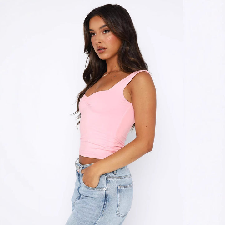 Damen figurbetontes Crop-Top mit breiten Trägern und V-Ausschnitt Echo Archiv