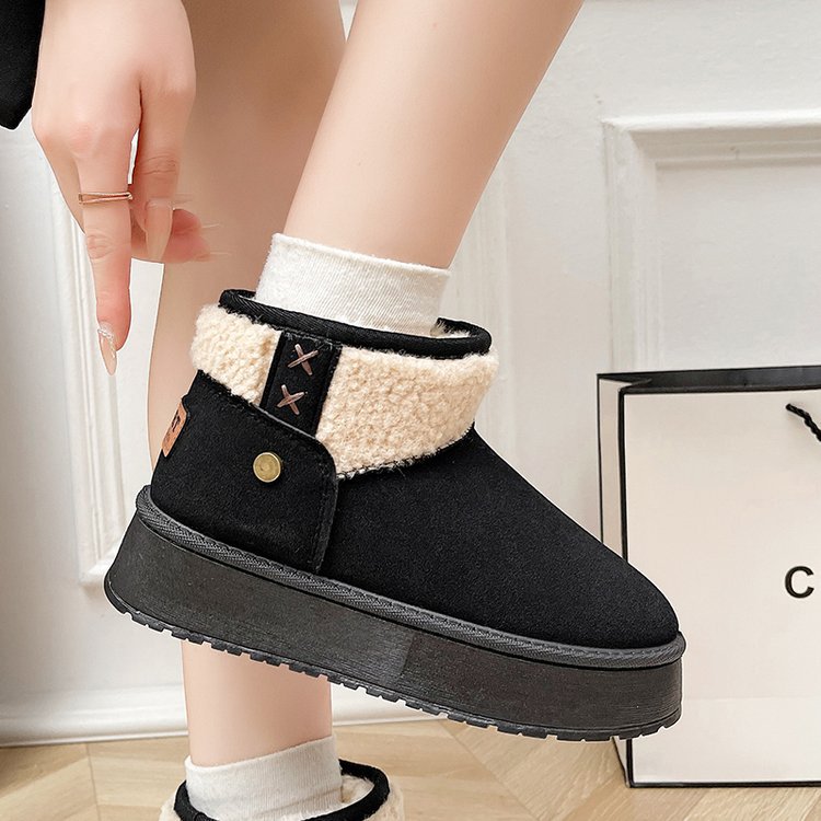 Damen Gefütterte Plateau-Stiefelette mit Teddykragen und Slip-On-Schaft Echo Archiv