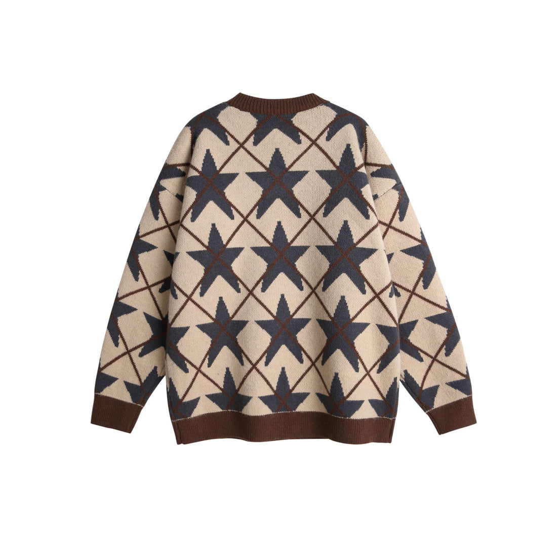 Unisex Grobgestrickter Rundhals-Pullover mit Stern‑Jacquard Echoarchiv