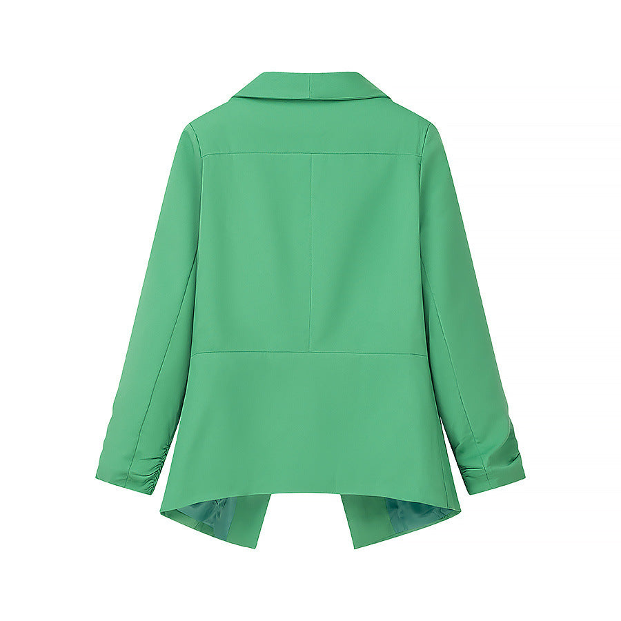 Damen nan locker fallende Waterfall-Blazerjacke mit gerafften Ärmelabschlüssen Echo Archiv