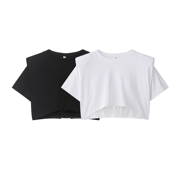 Damen Crop-T-Shirt mit eleganter Spitzenunterlage Echo Archiv