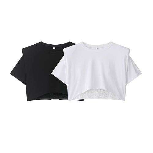 Damen Crop-T-Shirt mit eleganter Spitzenunterlage Echo Archiv