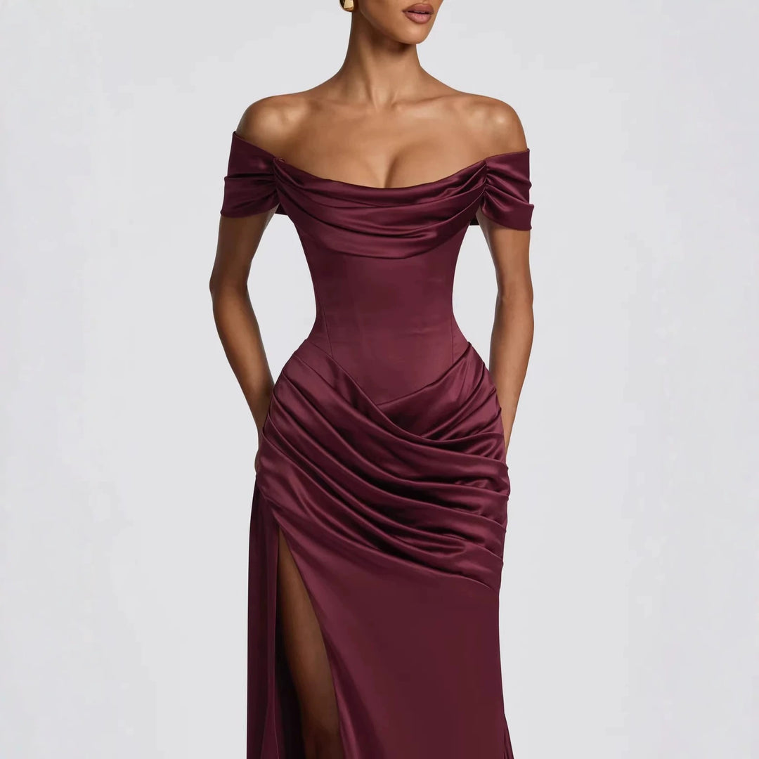 Damen Elegantes Off-Shoulder-Maxikleid mit seitlichem Schlitz Echo Archiv