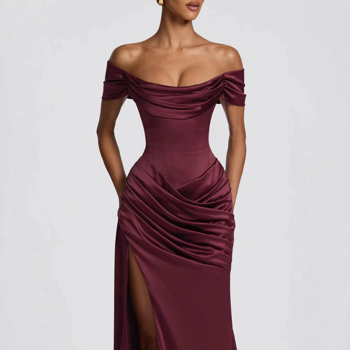 Damen Elegantes Off-Shoulder-Maxikleid mit seitlichem Schlitz Echo Archiv