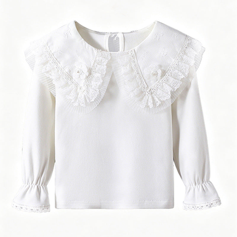 Mädchen Bluse mit romantischem Rüschensaum und feiner Stickerei Echo Archiv