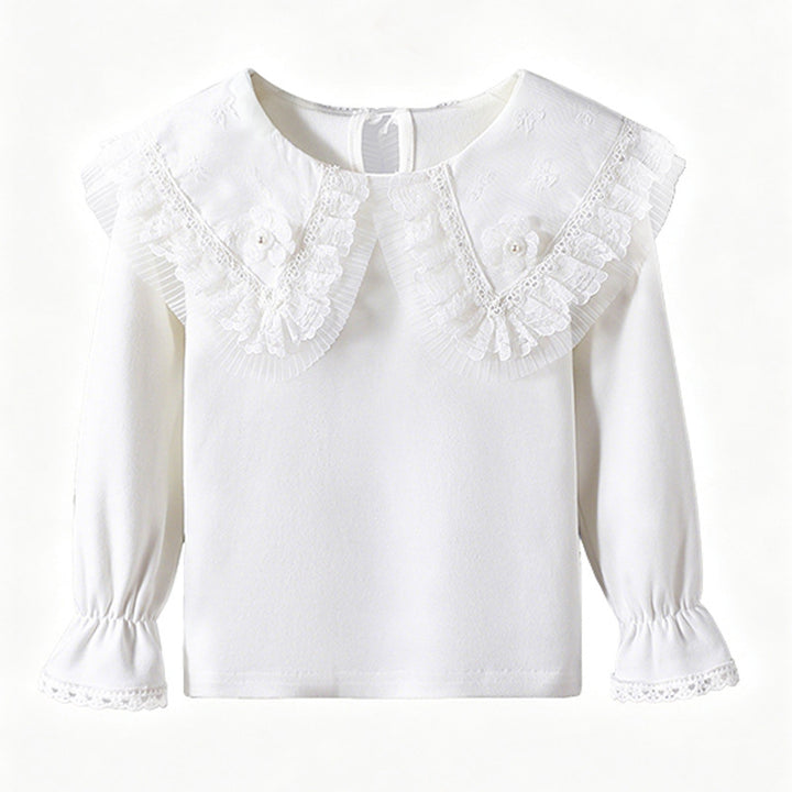 Mädchen Bluse mit romantischem Rüschensaum und feiner Stickerei Echo Archiv