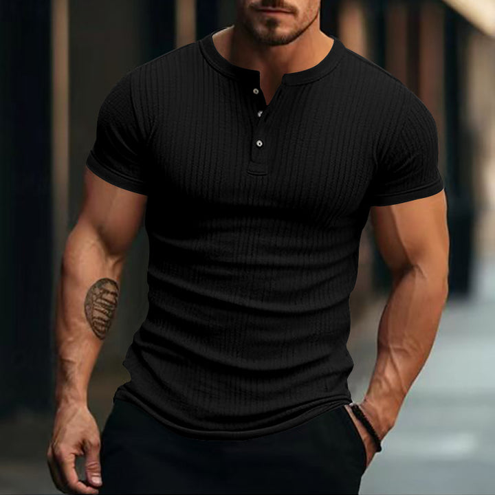 Herren kurzärmliges Henley-Shirt Echoarchiv