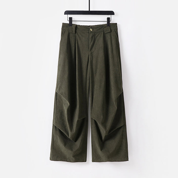 Damen Weite Cordhose mit hoher Taille, Bundfalten und Eingrifftaschen Echoarchiv