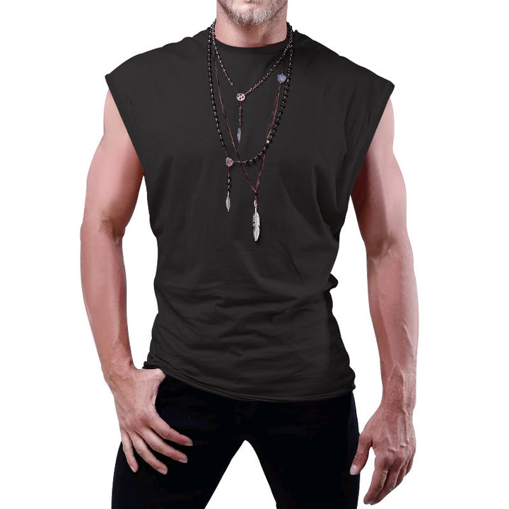 Herren nan tailliertes ärmelloses Muskelshirt aus Baumwollmix mit breiten Schulterpartien Echo Archiv
