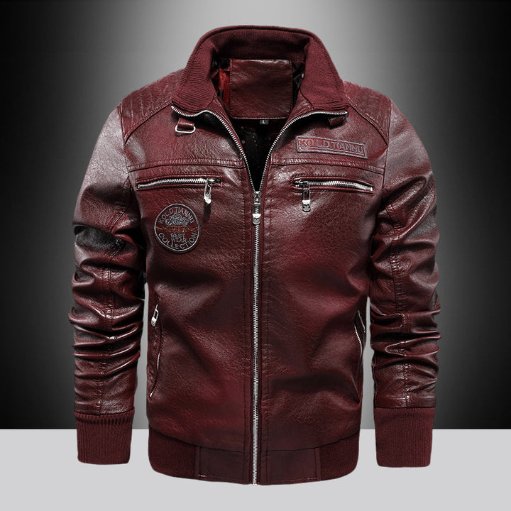 Herren modische Kunstlederjacke mit stylischem Reißverschluss Echoarchiv