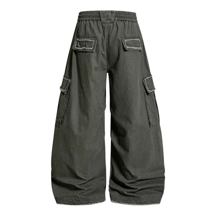 Damen Weite Cargo-Hose mit elastischem Bund, Cargo-Taschen und verstellbarem Saum Echoarchiv