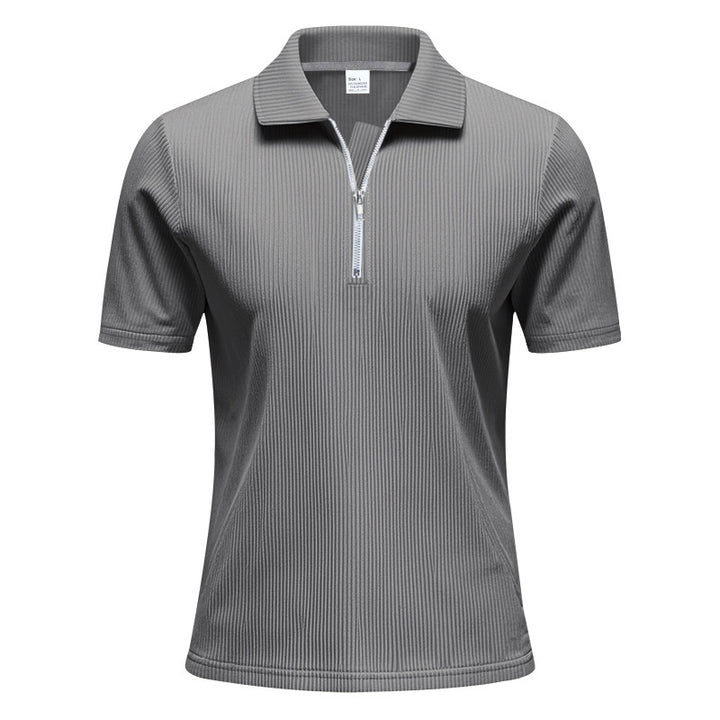 Herren Kurzarm Poloshirt mit Reißverschluss und strukturiertem Design Echoarchiv