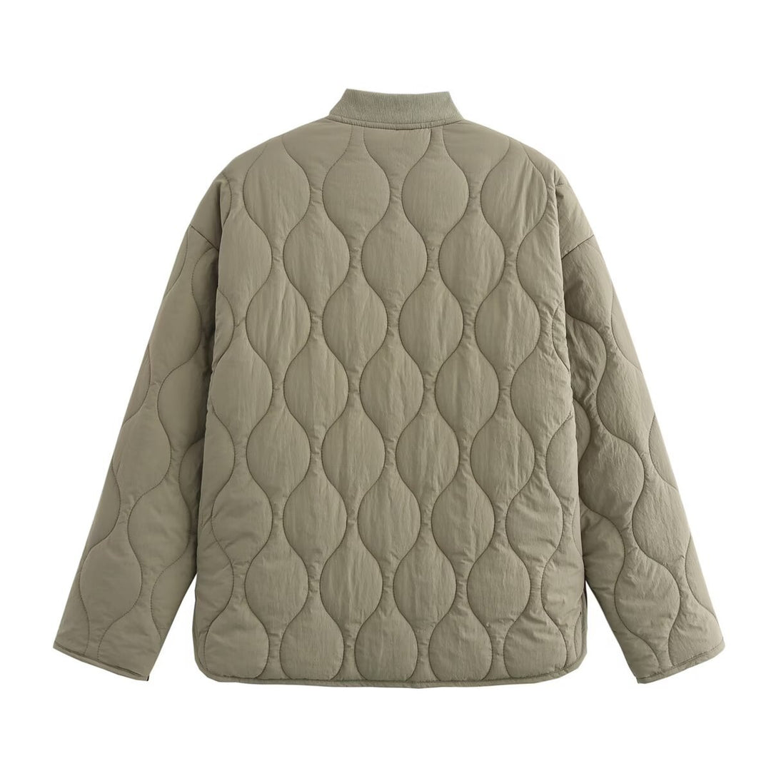 Damen Wattierte Steppjacke mit Rundhalsausschnitt, Pattentaschen und Wendefutter Echo Archiv