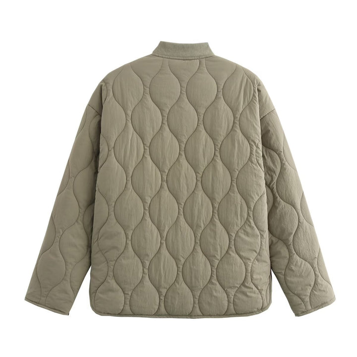 Damen Wattierte Steppjacke mit Rundhalsausschnitt, Pattentaschen und Wendefutter Echo Archiv