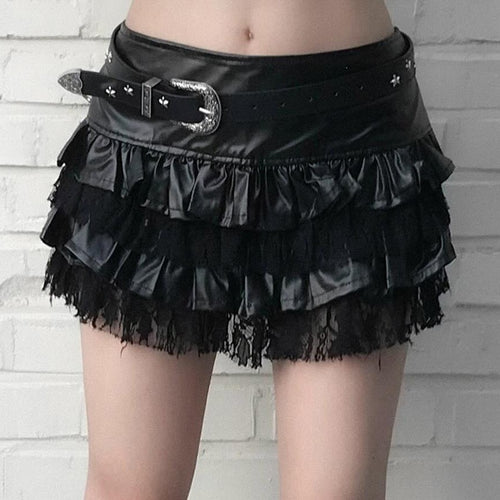 Damen Minirock mit Rüschendetails und Spitzenakzenten Echo Archiv