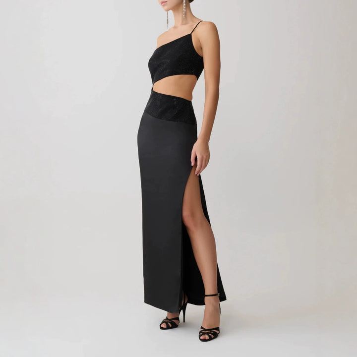Damen Elegantes Maxikleid mit asymmetrischem Schnitt und raffiniertem Cut-Out Echo Archiv