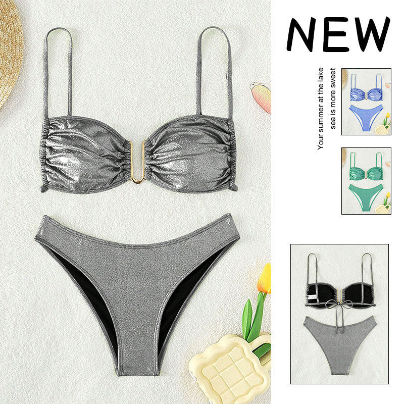 Damen glitzernder Bikini mit verstellbaren Trägern und elegantem Detail Echo Archiv