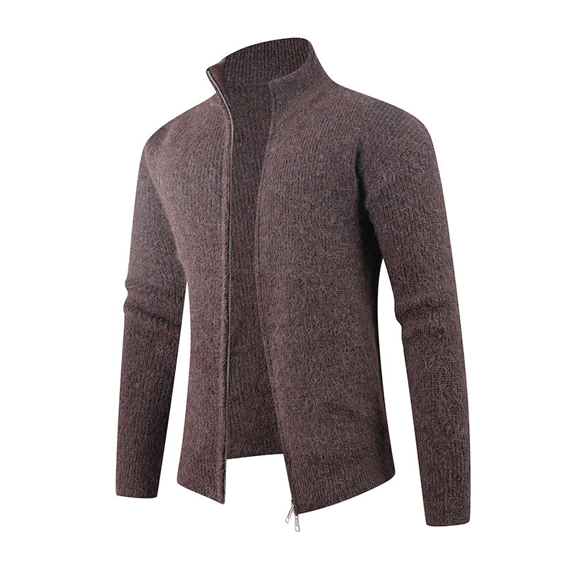 Herren Strickpullover mit modernem Reißverschluss und strukturierter Textur Echoarchiv