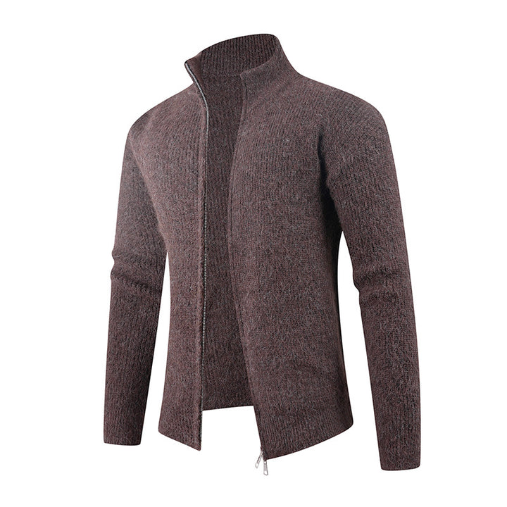 Herren Strickpullover mit modernem Reißverschluss und strukturierter Textur Echoarchiv
