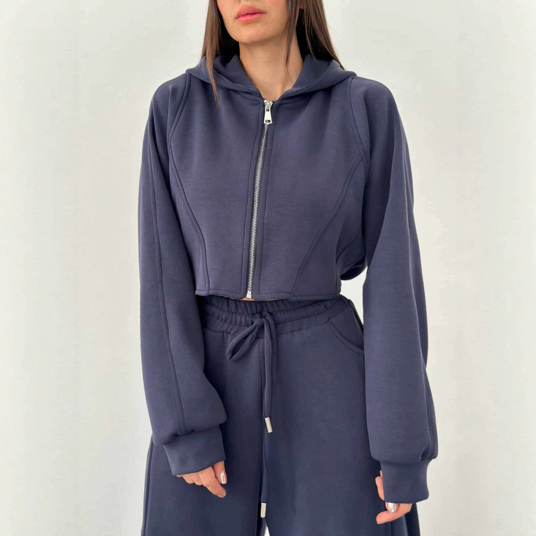 Damen nan weite Highwaist-Loungehose mit Tunnelzug, Eingrifftaschen und Ziernähten Echo Archiv