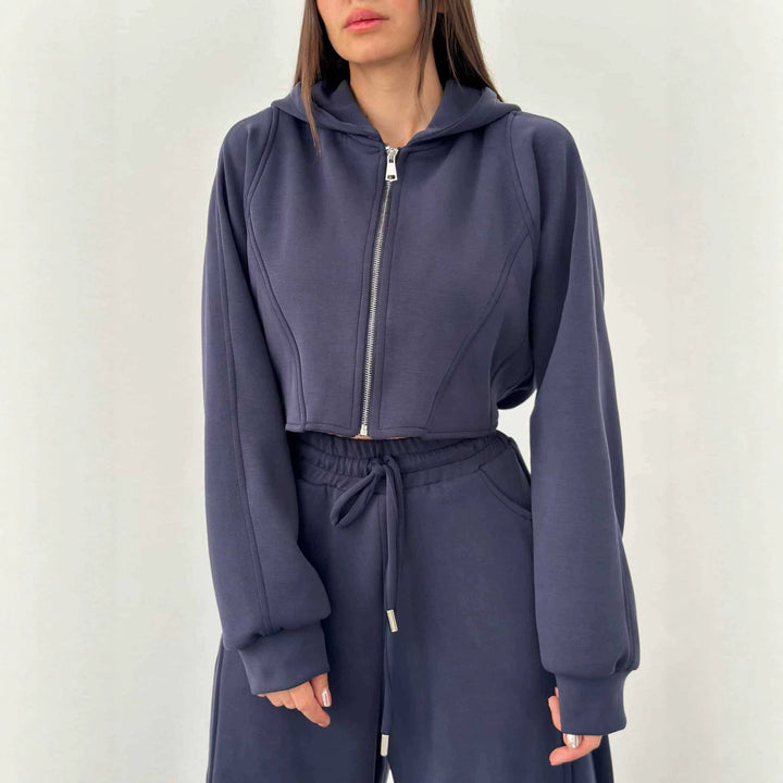 Damen nan weite Highwaist-Loungehose mit Tunnelzug, Eingrifftaschen und Ziernähten Echo Archiv