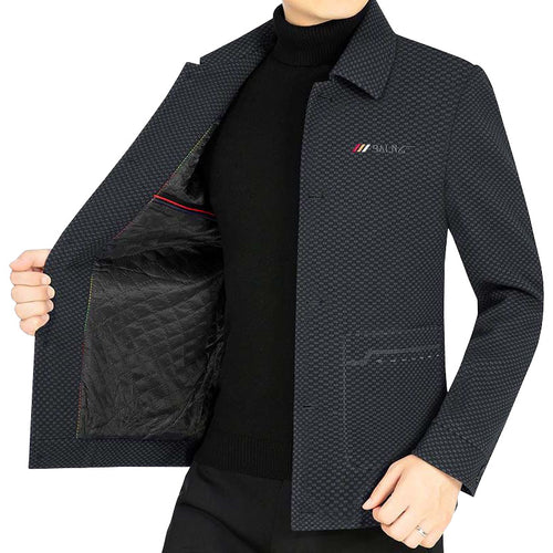 Herren Leichtes strukturiertes Übergangsjackett mit Hemdkragen und aufgesetzten Taschen – Taviero
