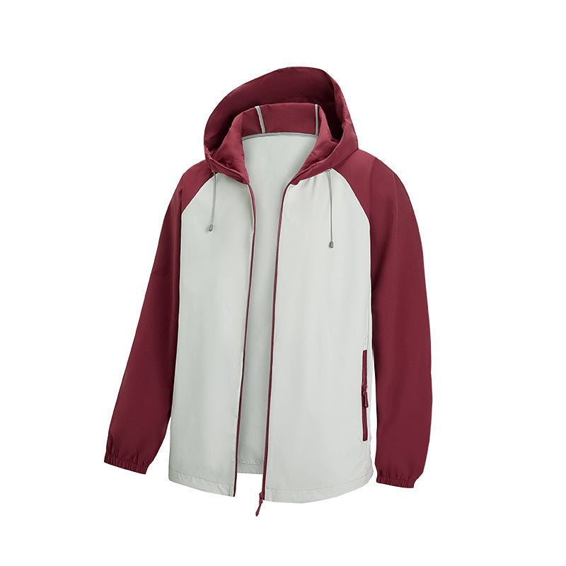 Herren Leichte Kapuzen‑Windbreaker‑Jacke mit Raglanärmeln, Zwei-Wege‑Reißverschluss und verdeckten Reißverschlusstaschen Echo Archiv