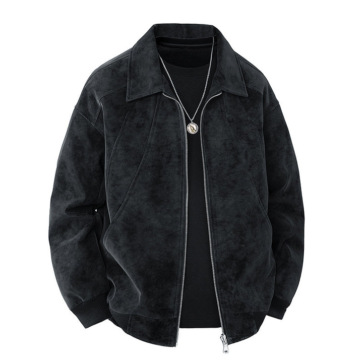 Herren elegante Wildlederjacke mit strukturiertem Schnitt Echoarchiv