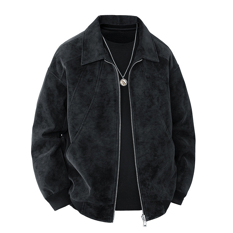 Herren elegante Wildlederjacke mit strukturiertem Schnitt Echoarchiv