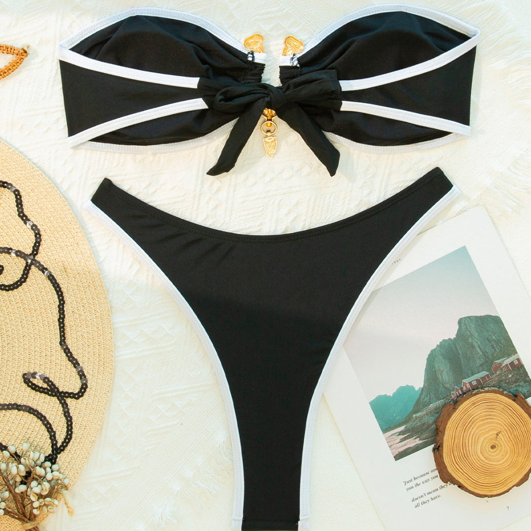 Damen Bikini-Set mit elegantem Bandeau-Oberteil und hohem Bund Echo Archiv