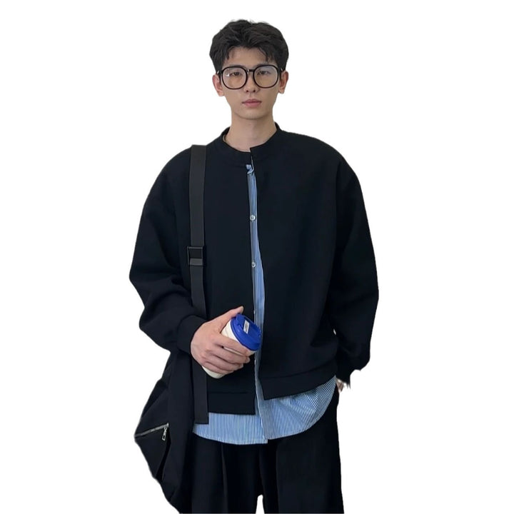 Herren Sweatshirt im Lagenlook mit verdeckter Knopfleiste und Rundhalsausschnitt Echoarchiv