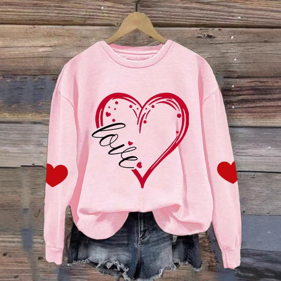 Damen Gemütlicher Pullover mit Herzmotiv Echoarchiv