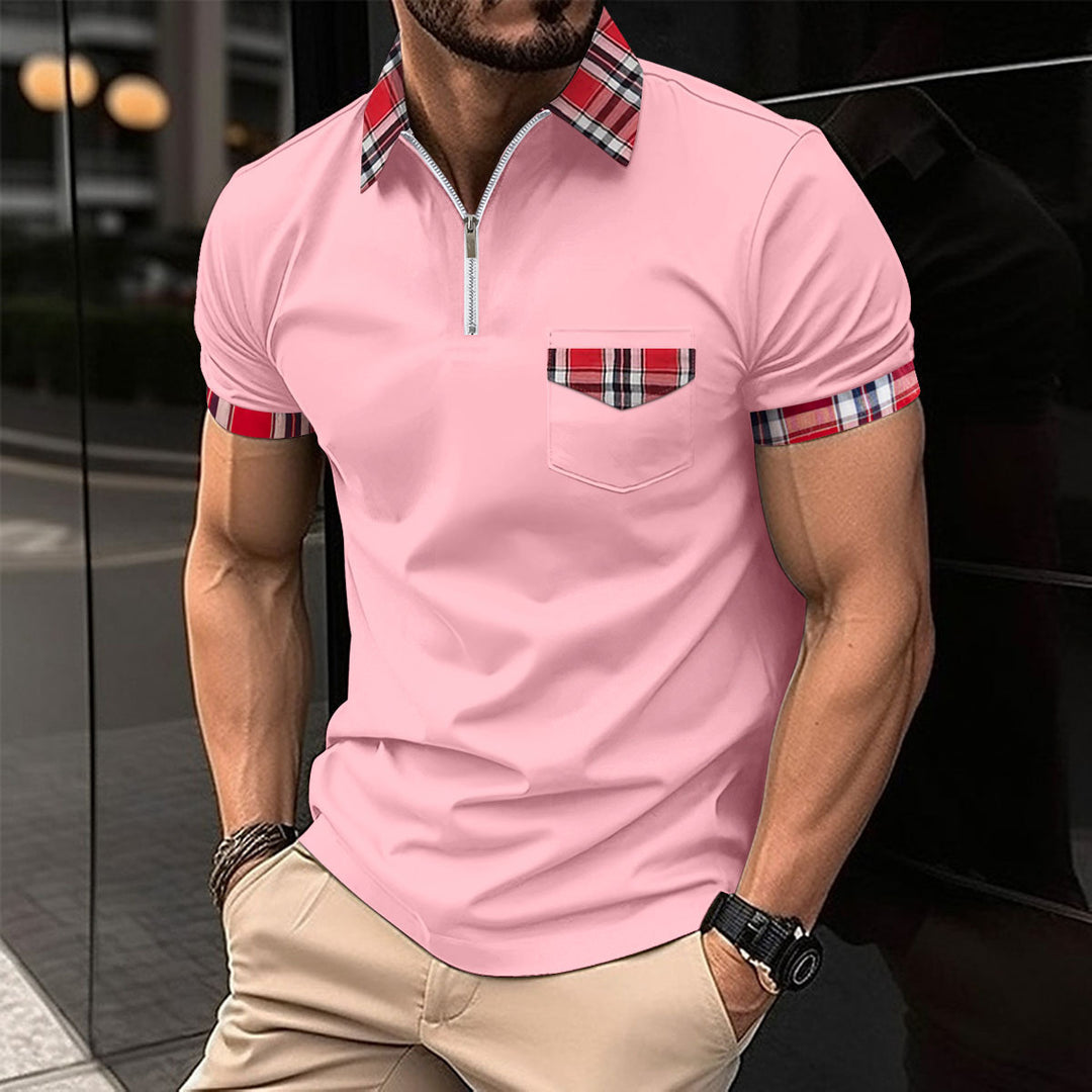 Herren Polo-Kurzarmhemd mit modischem Karo-Kragen Echoarchiv