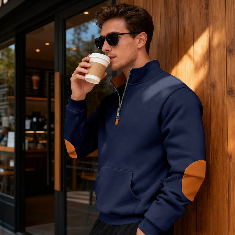 Herren Sportlicher Pullover mit Stehkragen und Reißverschluss Echoarchiv