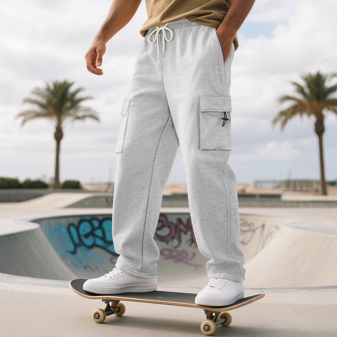 Herren Relaxed-Fit Cargo-Jogginghose mit elastischem Bund, Klapptasche & Tunnelzug – Bravaro