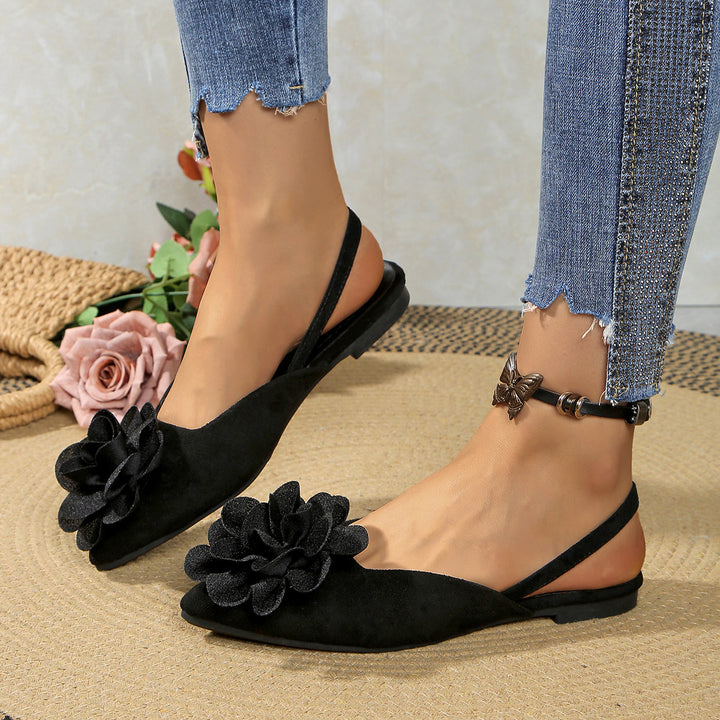 Damen Slingback-Mules mit spitzer Zehenpartie und großer Blumenapplikation Echo Archiv