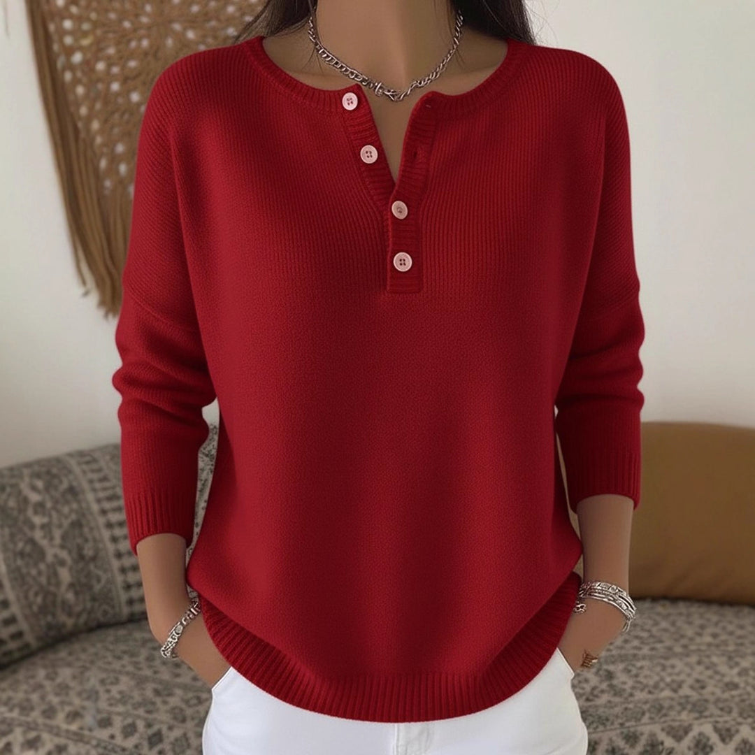 Damen Bequemer und eleganter Strickpullover mit Knopfleiste Echo Archiv