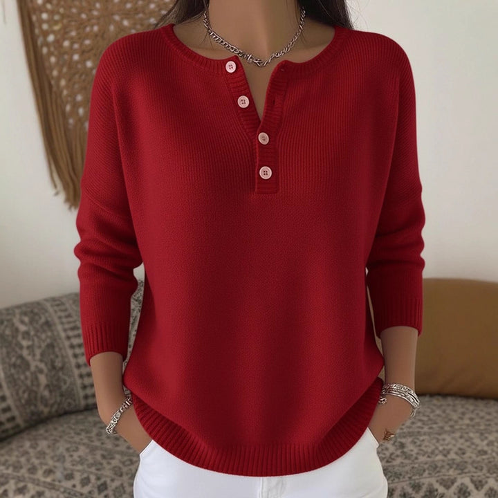Damen Bequemer und eleganter Strickpullover mit Knopfleiste Echo Archiv