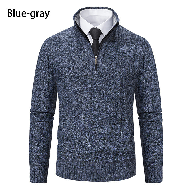 Herren Feinstrickpullover mit Reißverschluss und strukturiertem Design Echoarchiv