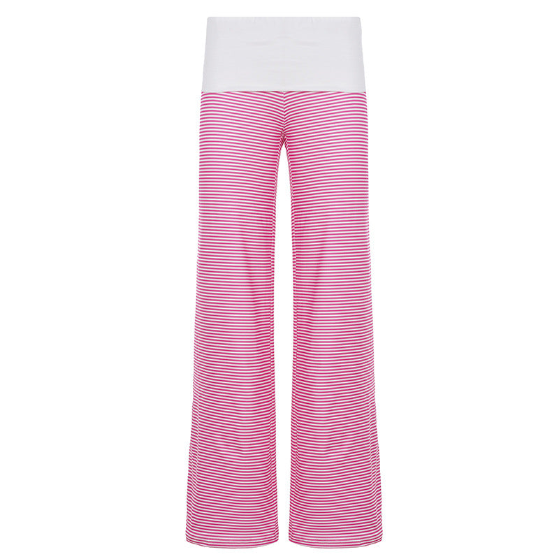 Damen nan Loungehose mit hohem Umschlagbund weitem Bein und feinem Streifenmuster Echo Archiv