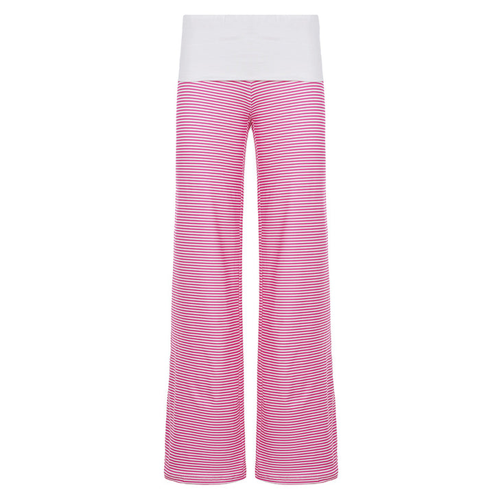 Damen nan Loungehose mit hohem Umschlagbund weitem Bein und feinem Streifenmuster Echo Archiv