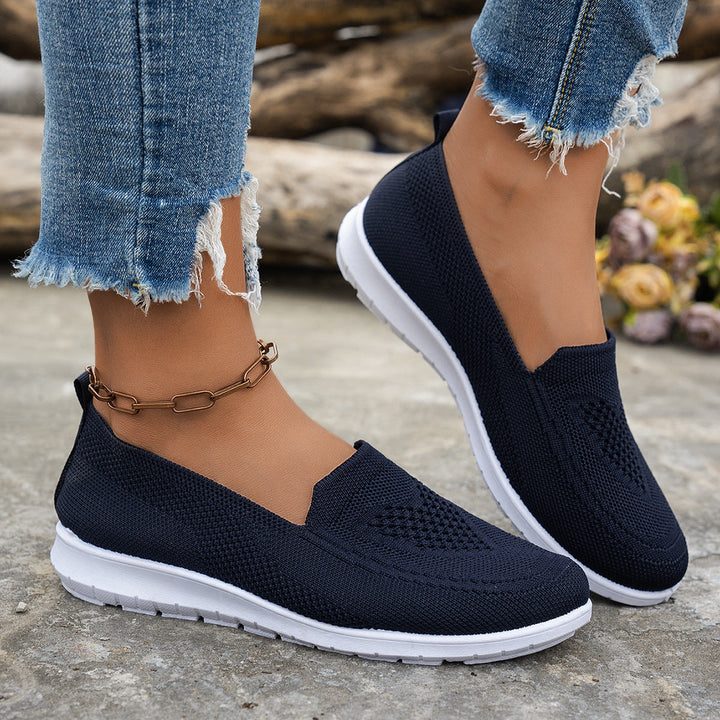 Damen Atmungsaktive Slip-On Freizeitschuhe mit komfortablem Absatz Echoarchiv