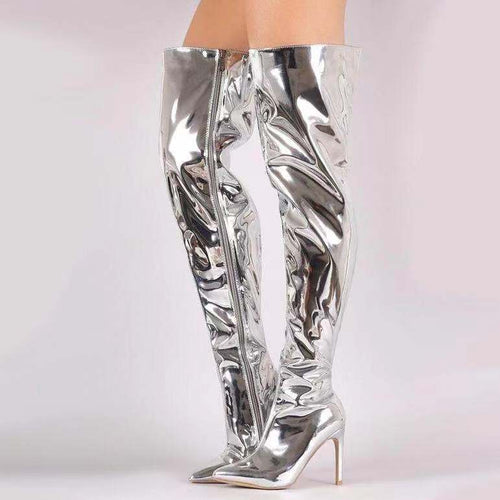 Damen Overknee Stiefel mit glänzender Oberfläche und elegantem Stiletto-Heel – Lioré